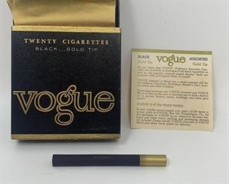 Lot 5 | VTG VOGUE BLACK GOLD TIP CIGARETTES