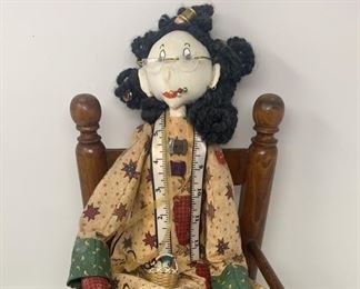 Lot 19 | VINTAGE HAND MADE CRAFT DOLL ON WOODEN CHAIR