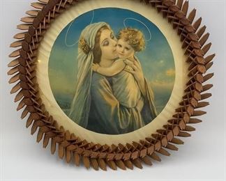 Lot 63 | HANDMADE TRAMP FOLK ART FRAME MADONNA & CHILD
