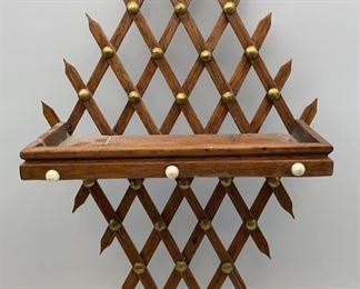 Lot 64 | VINTAGE FOLK TRAMP ART WALL LATTICE SHELF SMALL
