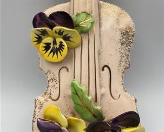 Lot 81 | VINTAGE WALL POCKET VASE CERAMIC VIOLIN CELLO
