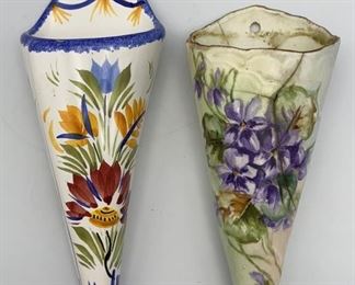 Lot 85 | VINTAGE WALL POCKET VASE PAIR INCL SIGNED FRANCE
