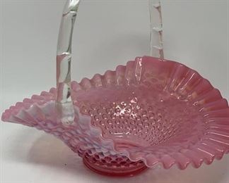Lot 109 | FENTON HOBNAIL CRANBERRY BASKET DEPRESSION GLASS
