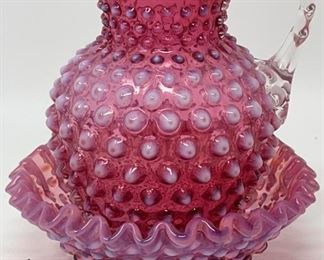 Lot 110 | FENTON HOBNAIL CRANBERRY GLASS PITCHER & BOWL
