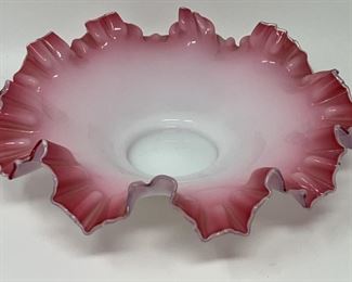 Lot 111 | VICTORIAN RIBBON GLASS ANTIQUE CRANBERRY BOWL
