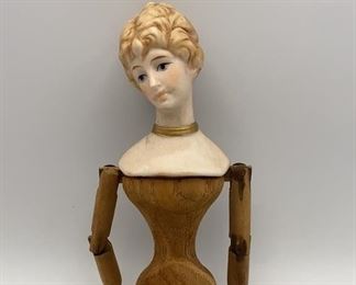 Lot 133 | VINTAGE SHACKMAN VICTORIAN BISQUE DOLL WOOD BODY
