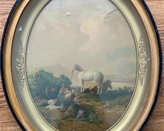 Lot 142 | OVAL SHADOWBOX FRAME LITHOGRAPH AS FOUND
