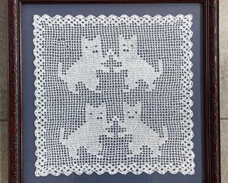 Lot 150 | FRAMED DOILY KITTENS KITTY CAT CATS
