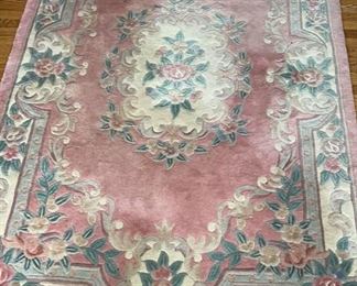 Lot 160 | CHINESE CARVED WOOL RUG AREA ROSE GARDEN
