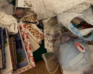 Lot 180 | LARGE CRAFT LOT VINTAGE SEWING KNITTING LACE LACES
