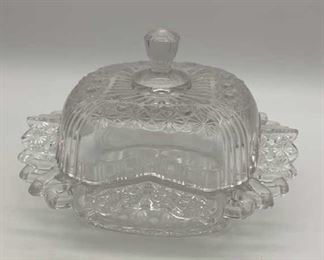 Lot 191 | PRESSED GLASS COVERED LIDDED CANDY TRINKET DISH
