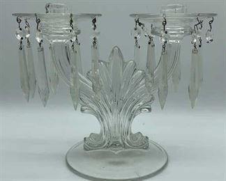 Lot 194 | FOSTORIA CRYSTAL TWO ARM CANDELABRA & PRISMS

