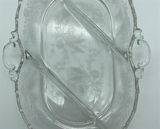 Lot 196 | FOSTORIA HEATHER ETCHED RELISH TRAY GLASS VINTAGE
