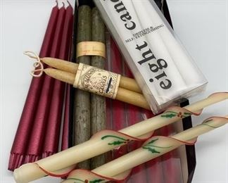 Lot 201 | ASSORTED TAPERS CANDLES HOLIDAY BEESWAX

