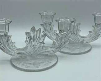 Lot 202 | FOSTORIA BAROQUE GLASS CANDLESTICK PAIR ETCHED
