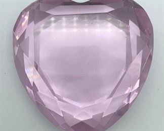 Lot 211 | ROSENTHAL CRYSTAL PINK FACETED HEART PAPERWEIGHT
