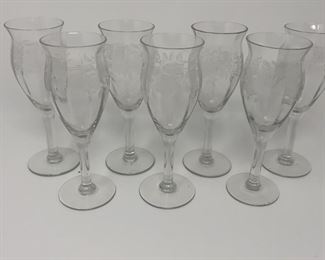 Lot 255 | DEPRESSION ETCHED WINE GLASSES (7)
