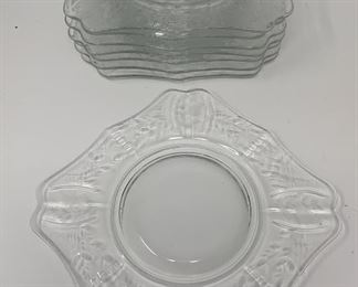 Lot 257 | DEPRESSION SQUARE ETCHED GLASS PLATES (8)

