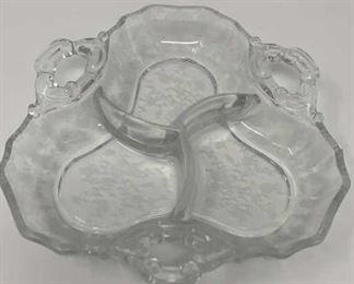 Lot 261 | VINTAGE CAMBRIDGE 3 PART GLASS ETCHED BOWL
