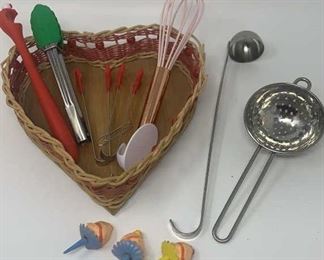 Lot 272 | KITCHEN UTENSILS & WICKER HEART
