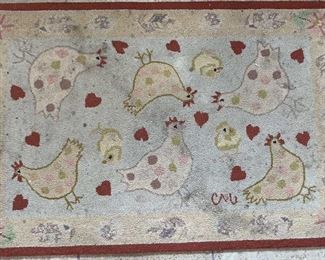 Lot 309 | CLAIR MURRAY HENS & CHICKS 24X36 COUNTRY RUG
