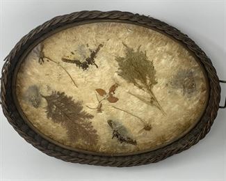 Lot 311 | ANTIQUE BASKET SERVING TRAY PRESSED FLOWERS &
