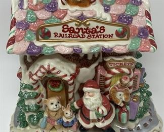 Lot 329 | FITZ & FLOYD COOKIE JAR SANTA’S RAILROAD STATION
