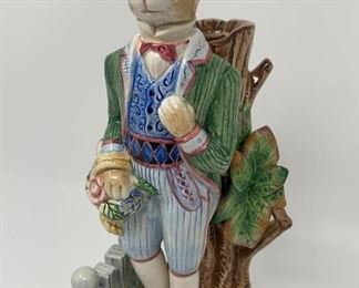 Lot 334 | FITZ & FLOYD SPRING RABBIT CANDLESTICK CERAMIC

