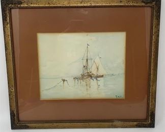 Lot 379 | 19TH CENTURY PAINTING AMERICANA SHIP WATERCOLOR
