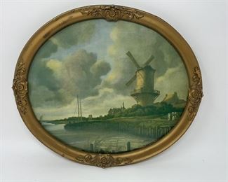 Lot 380 | ANTIQUE ROUND LANDSCAPE WALL HANGING DECOR
