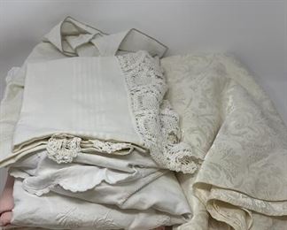 Lot 394 | VINTAGE CREAM & WHITE LINENS
