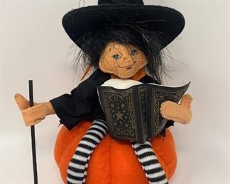 Lot 416 | ANNALEE HALLOWEEN WITCH ON PUMPKIN DOLL FIGURE

