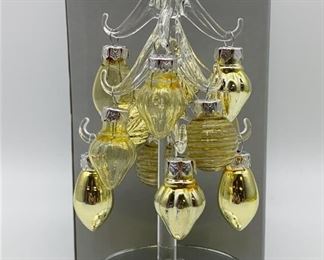 Lot 434 | MINI GLASS LED CHRISTMAS TREE W ORNAMENTS
