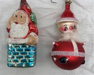 Lot 474 | ANTIQUE BLOWN GLASS ORNAMENT PAIR SANTA
