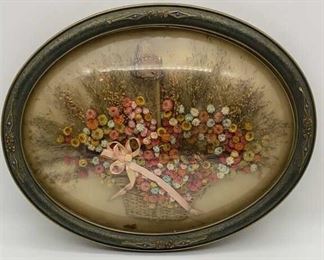 Lot 586 | ANTIQUE CONVEX GLASS DRIED FLOWER WALL ART FRAMED
