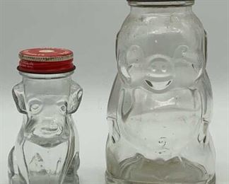 Lot 595 | PAIR OF VINTAGE FIGURAL GLASS BOTTLE BOTTLES
