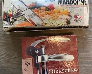 Lot 609 | NEW OPEN BOX MANDOLINE & RABBIT CORKSCREW
