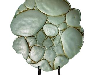 Modern style decorative bowl or centerpiece or display piece. Comes with stand. 17.5" across. Appraised at $100.