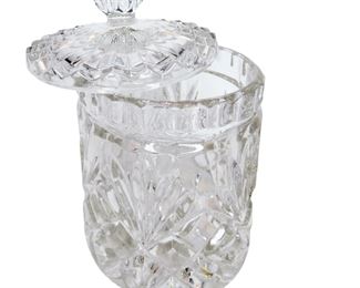 Vintage Czech Small Crystal Dresser Jar with Lid
Small Vintage Ornate Czech Lead Crystal Cylindrical Dresser Jar with Lid
Origin: Czechoslovakia
6”h x 4.5”w