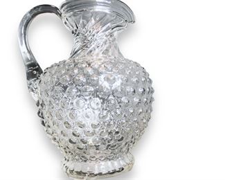 Clear bubble/ hobnail pressed glass pitcher or jug today. Mid 20th century vintage item and circa 1960'-70' in date.