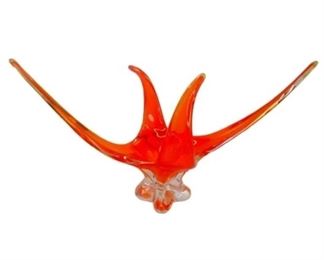 1960'S CANADIAN CHALET BOHEMIAN GLASS CENTERPIECE 
This is a 1960s art glass centerpiece by Canadian company called Chalet. It has a resale auction value of $80-120 and a retail price of up to $200 in a vintage store or online gallery.