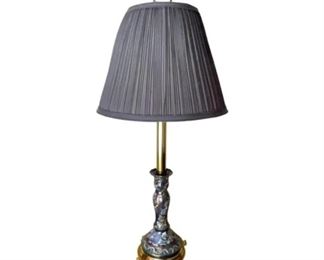 25" ORIENTAL CERAMIC GILDED LAMP
Hand painted, enameled ceramic steam and gilded metal base and top. Appraised at $120.