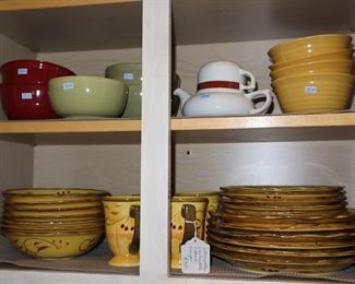 Colorful, provincial set of ceramic dishes 