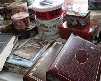 Photo albums, tin cases