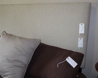 Linen texture, neutral, queen size upholstered headboard