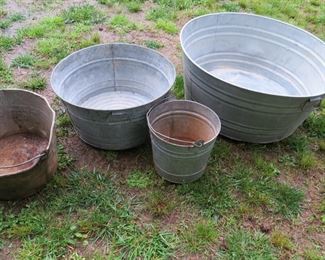 Galvanized Buckets and Tub