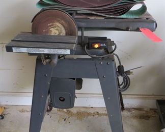 Large Belt & Disc Sander on Stand w/ Extra Belts