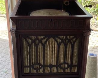Antique Edison Phonograph with Diamond Records