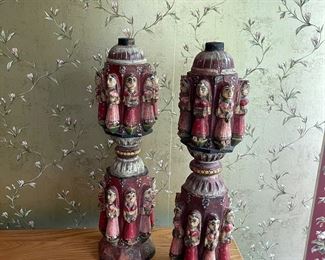 Wood Carved Legs or Lamp from India