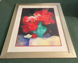 CLAUDE GAVEAU - BOUQUET OF PEONIES, HAND SIGNED LITHOGRAPH